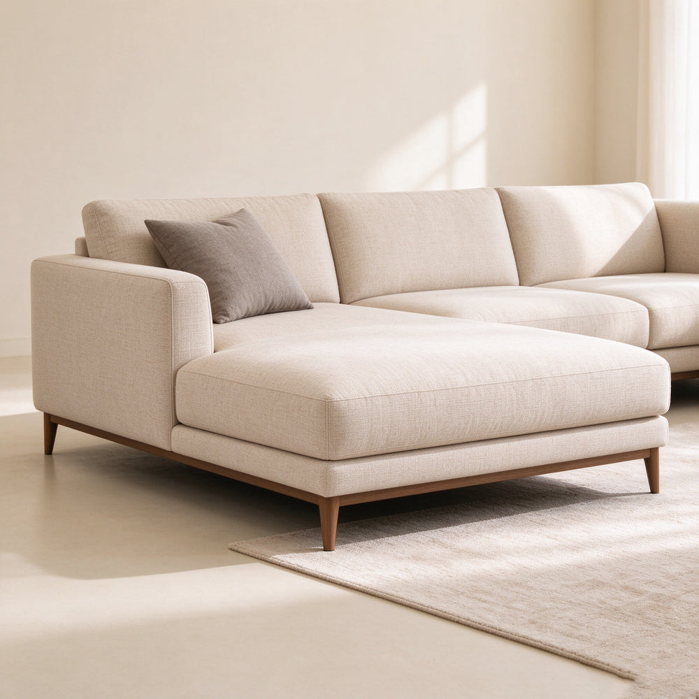Span chaise sofa in three-quarter view in a bright room